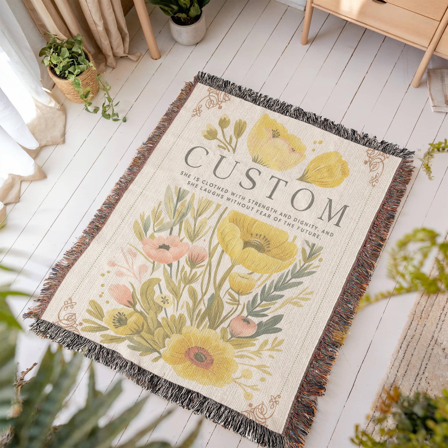 Custom Mom Woven Blanket, Personalized Mothers Day Gift for Mom, Grandma Mother's Day Gift, Mom Birthday Gift for Grandma