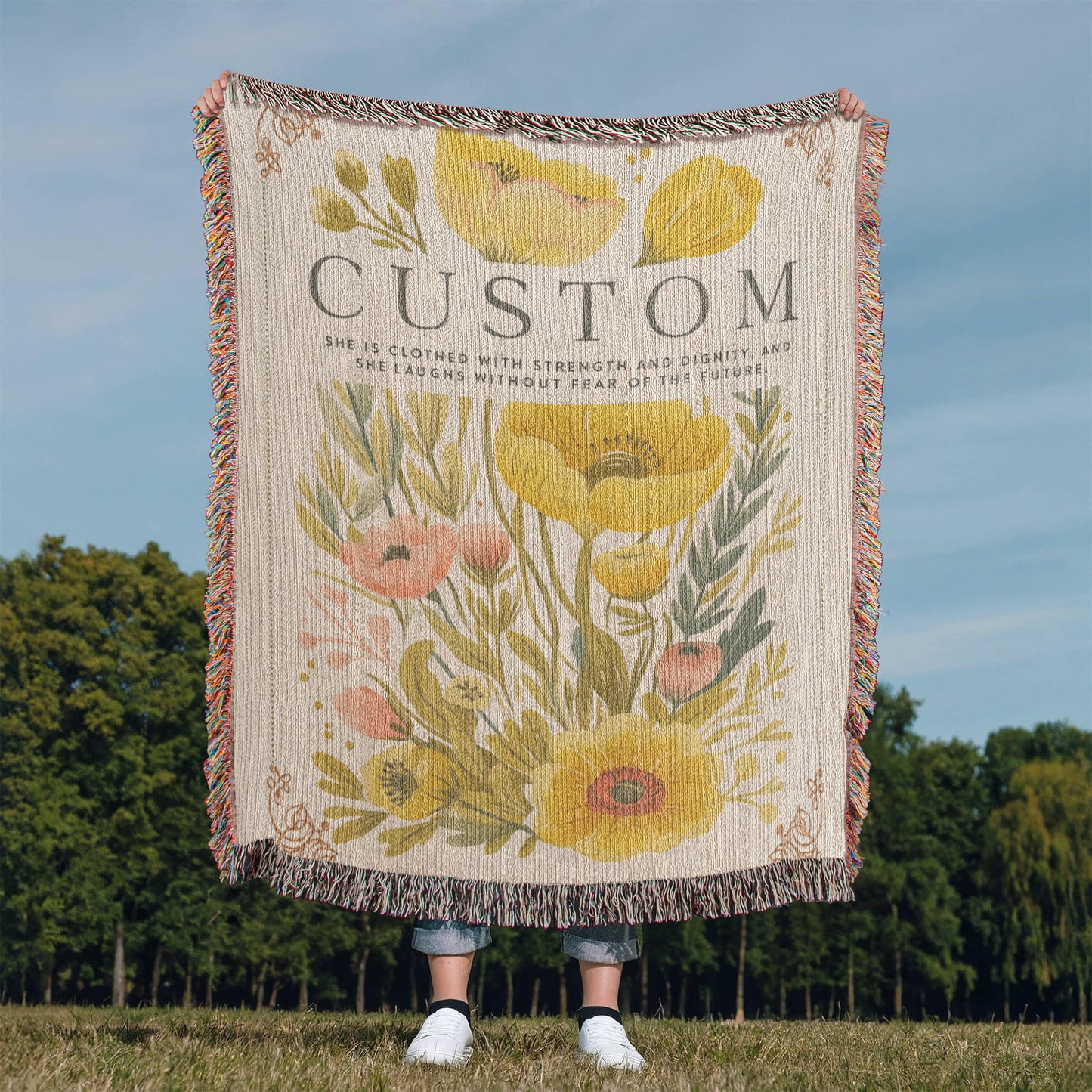 Custom Mom Woven Blanket, Personalized Mothers Day Gift for Mom, Grandma Mother's Day Gift, Mom Birthday Gift for Grandma