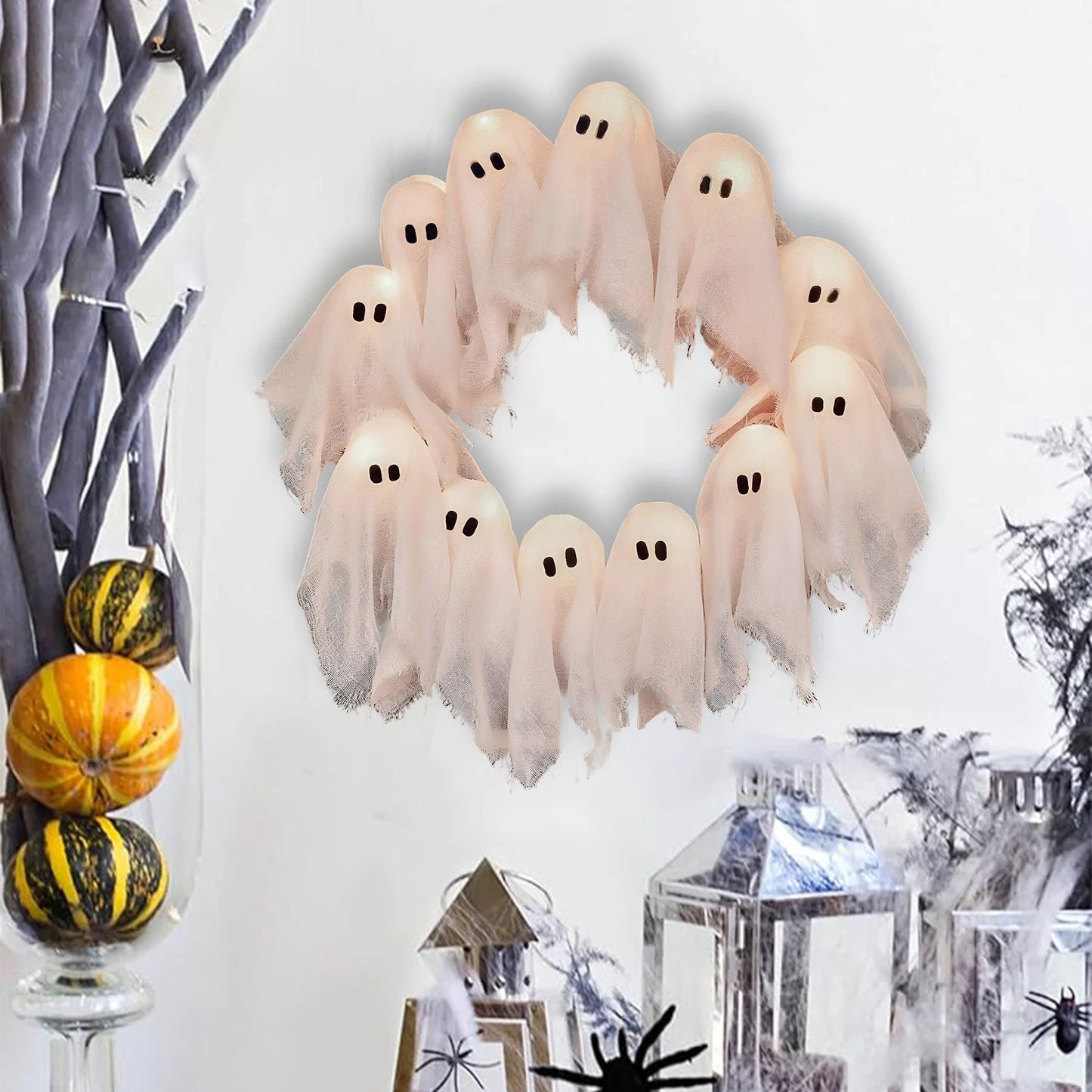 Spooky Glow Ghost Wreath