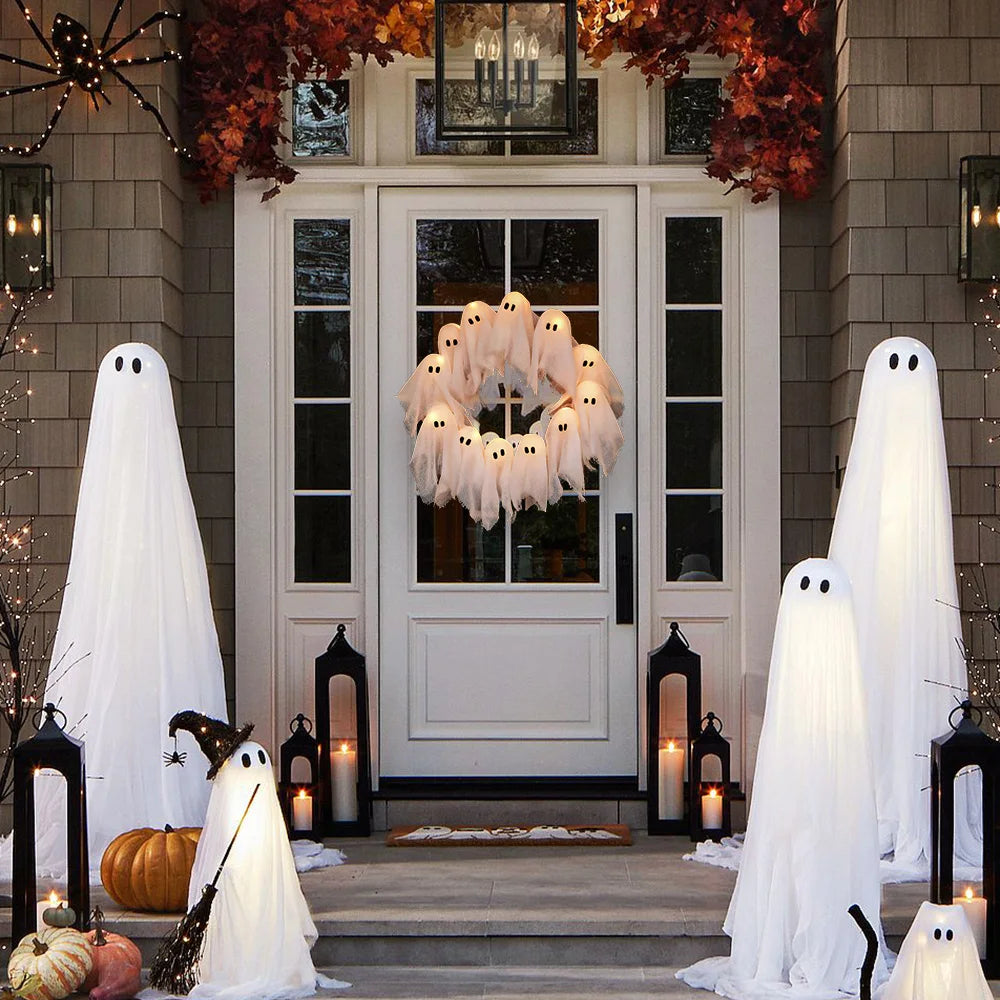 Spooky Glow Ghost Wreath