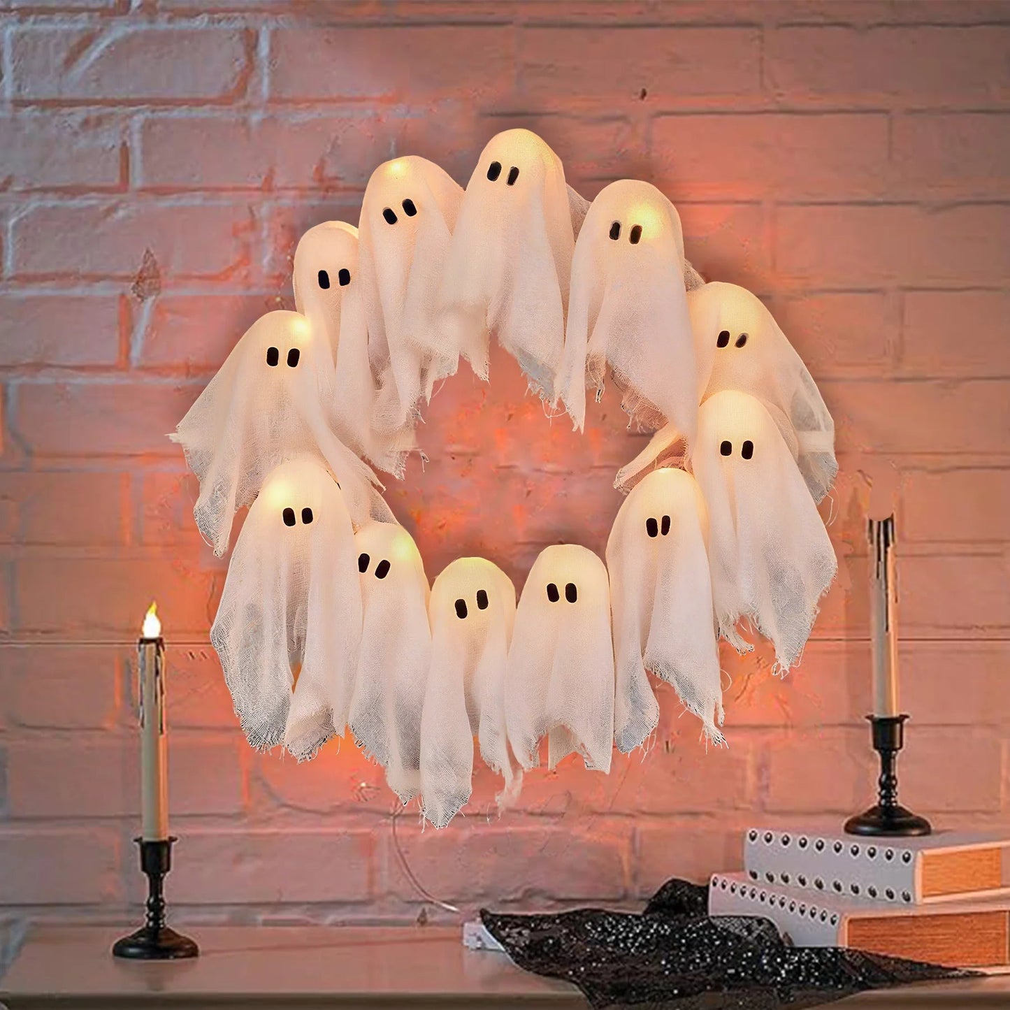 Spooky Glow Ghost Wreath