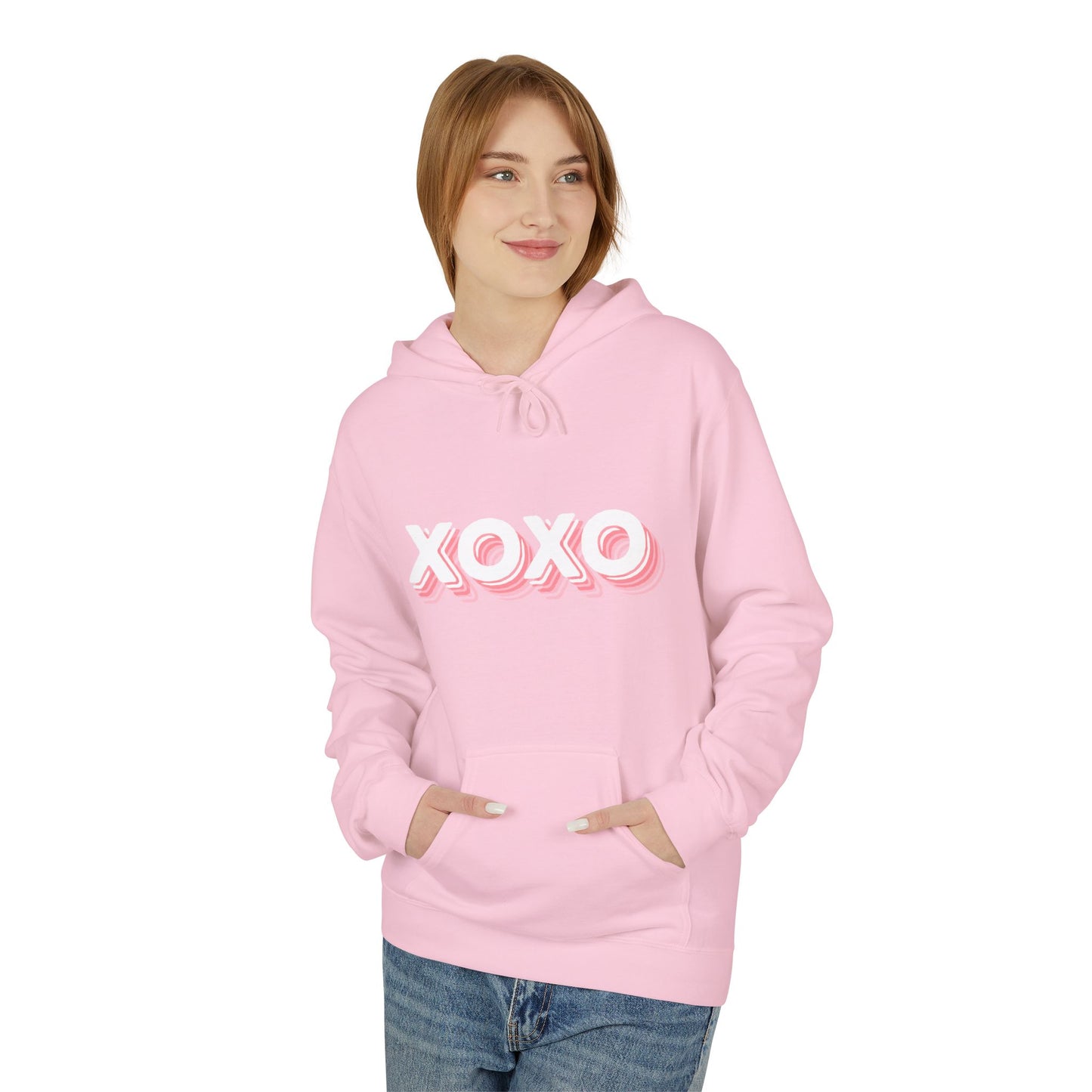 XOXO Pink Retro Hoodie – Cute Pastel Valentine Aesthetic | Sizes S–5XL