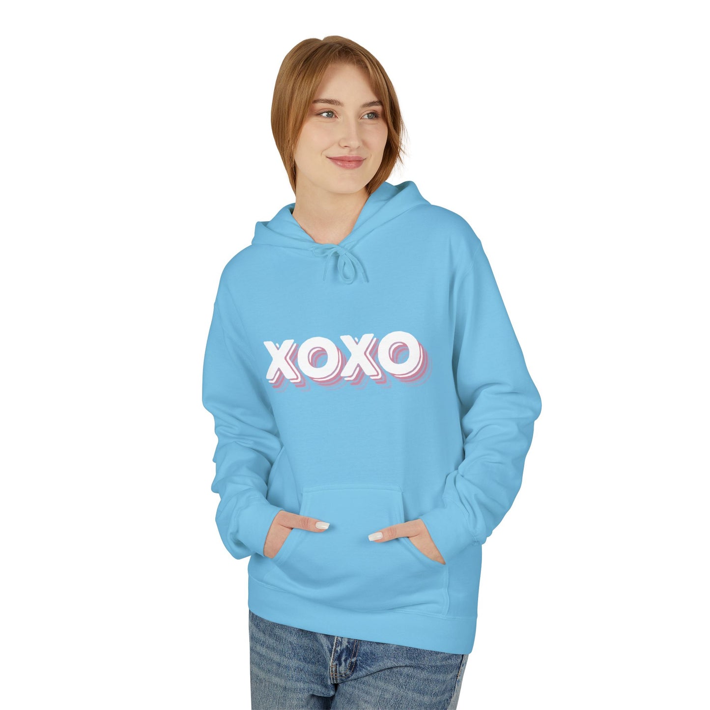XOXO Pink Retro Hoodie – Cute Pastel Valentine Aesthetic | Sizes S–5XL