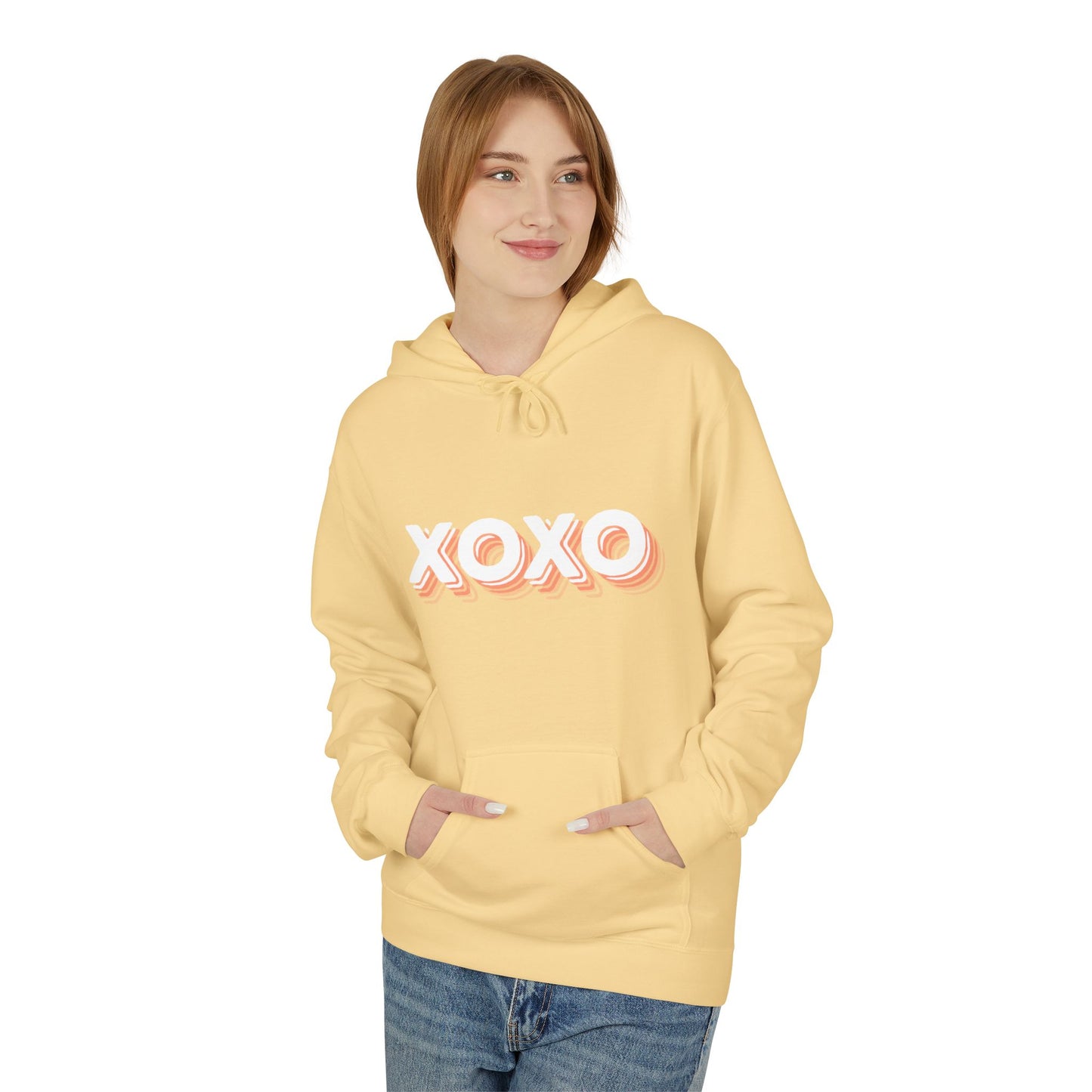 XOXO Pink Retro Hoodie – Cute Pastel Valentine Aesthetic | Sizes S–5XL