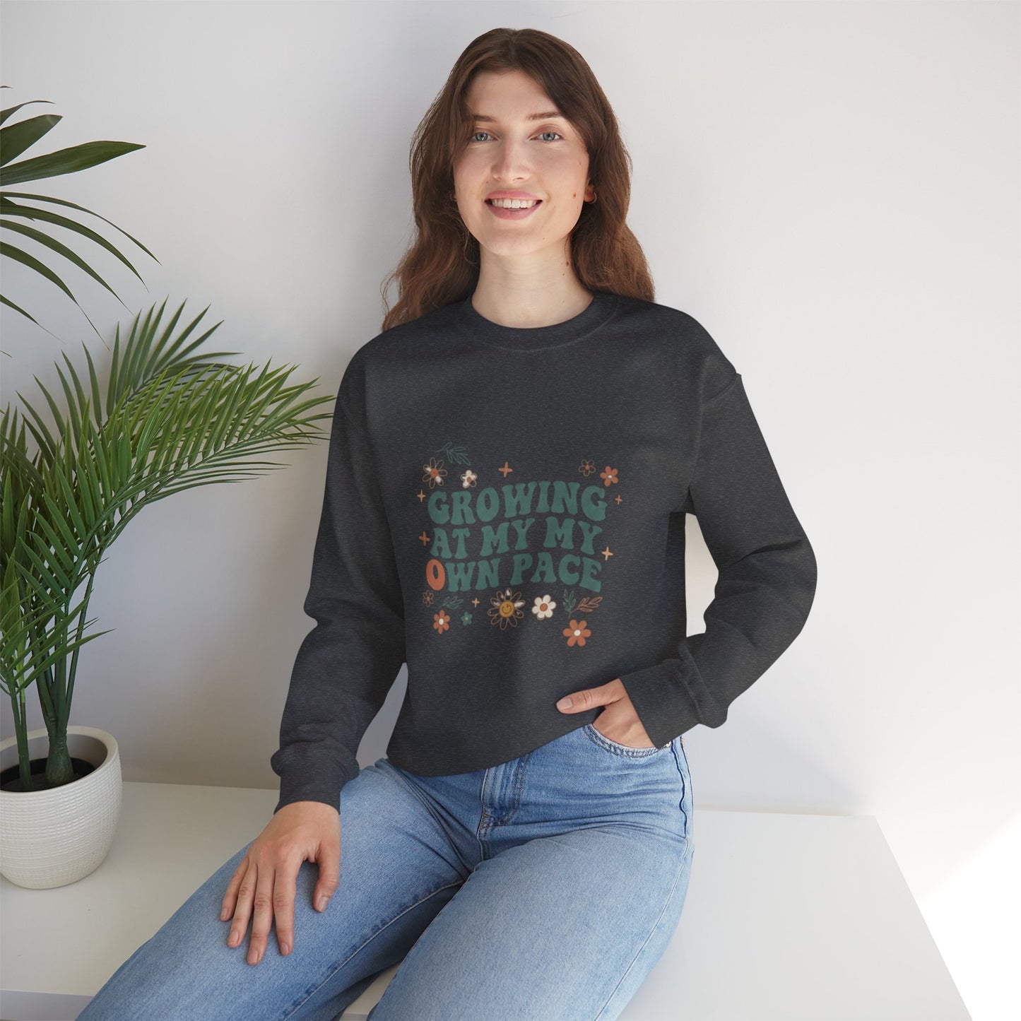 Growing At My Own Pace sweatshirt | Floral Self-Care Typography