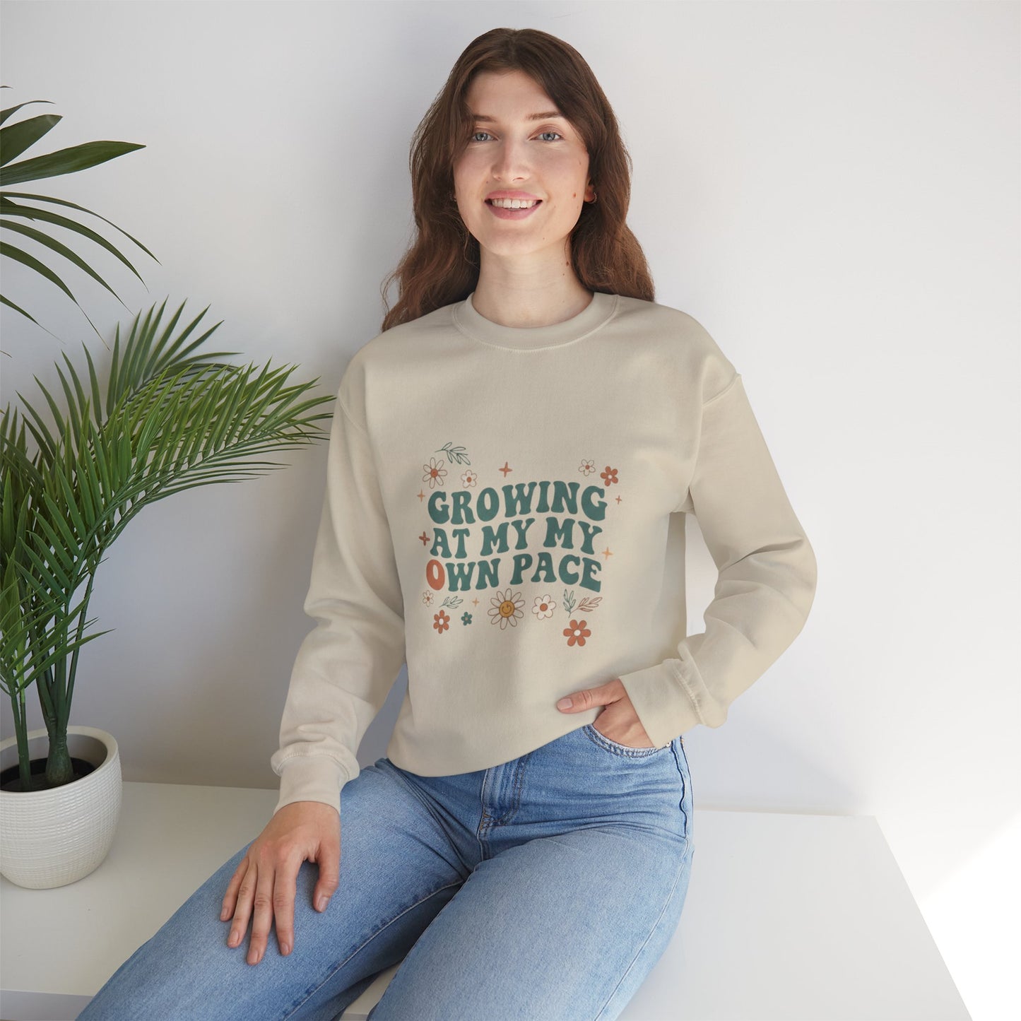 Growing At My Own Pace sweatshirt | Floral Self-Care Typography
