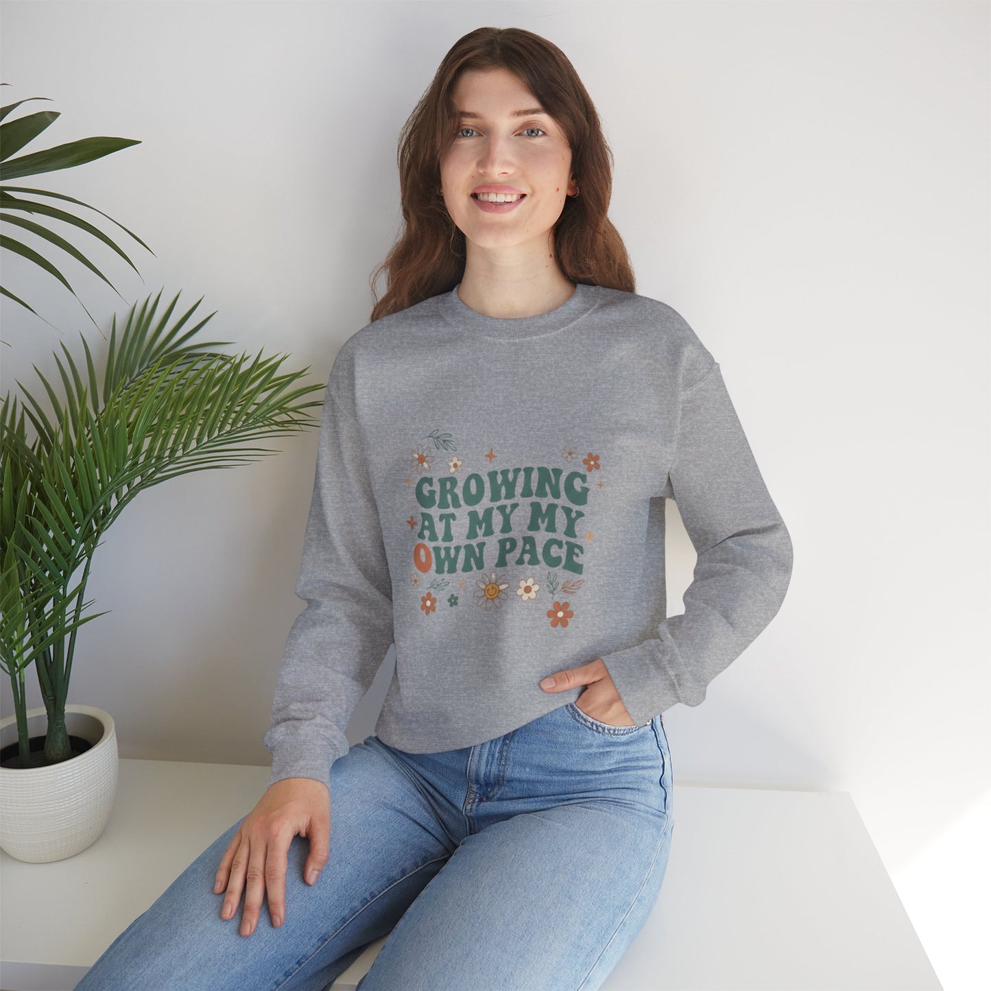 Growing At My Own Pace sweatshirt | Floral Self-Care Typography