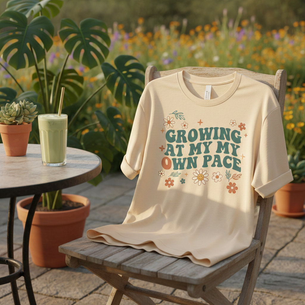 Growing At My Own Pace sweatshirt | Floral Self-Care Typography