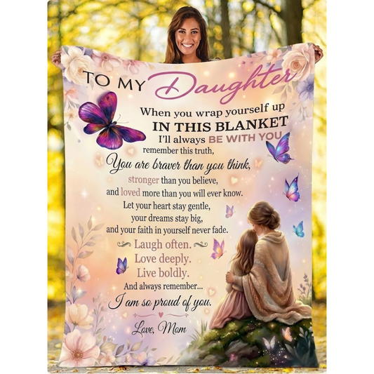 To My Daughter Poem Blanket – Heartfelt Mother Daughter Gift Fleece Blanket | Love Message Throw