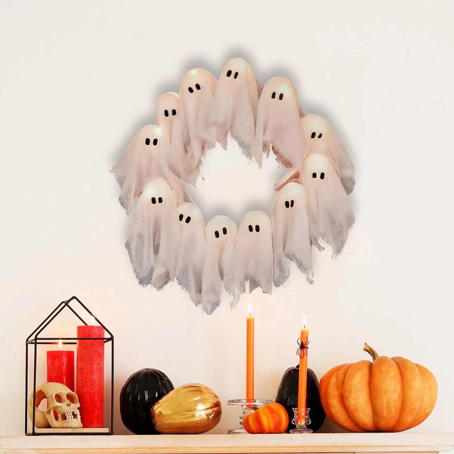 Spooky Glow Ghost Wreath
